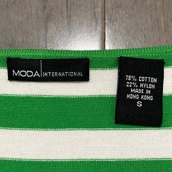 Y2K Vintage Moda International Striped Low Cut Scoop Neck Sweater Size S - Picture 6 of 7